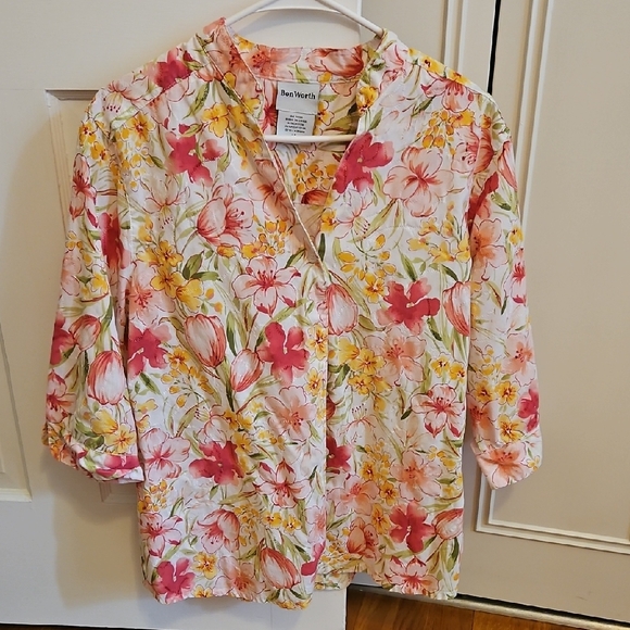 Bon Worth Tops - Bon Worth Floral Blouse - Pink, Yellow, Green